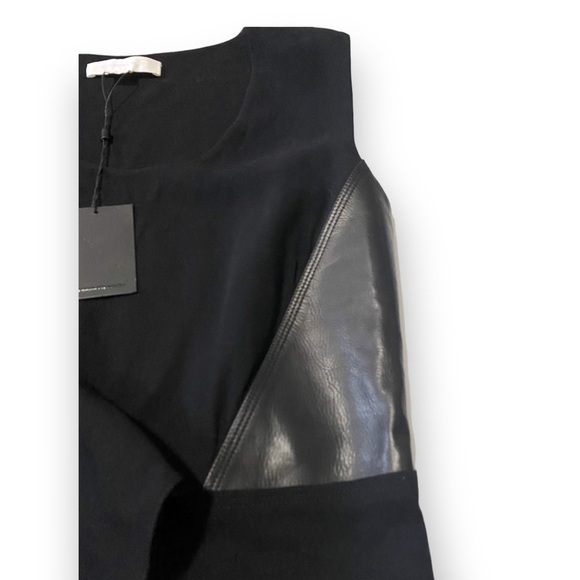 NWT Alexander Wang Black Sheath Dress with Leather Inset, Size 10 - Picture 9 of 15